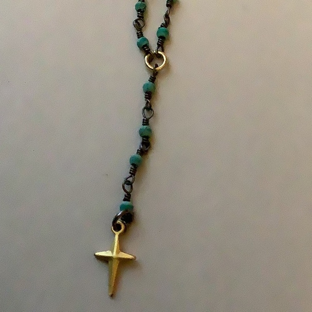 Turquoise & Gold Necklace 16 inch